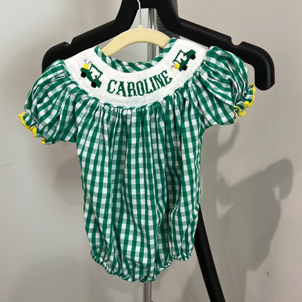 Golf Smocked Onesie - Masters, embroidered Caroline